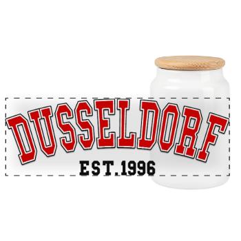Dusseldorf Est. 1996 - Panoramic Cookie Jar with Wooden Lid - white - Front