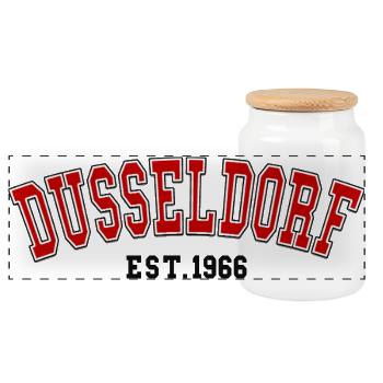 Dusseldorf Est. 1966 - Panoramic Cookie Jar with Wooden Lid - white - Front