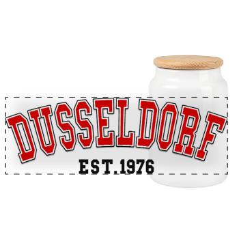 Dusseldorf Est. 1976 - Panoramic Cookie Jar with Wooden Lid - white - Front