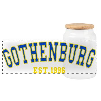 Gothenburg Est. 1996 - Panoramic Cookie Jar with Wooden Lid - white - Front