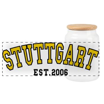 Stuttgart Fondée en 2006 - Boîte à biscuits avec couvercle en bois - blanc - Devant
