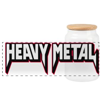 Heavy Metal 3D-Logo - Panorama Keksdose mit Holzdeckel - Weiß - Vorne