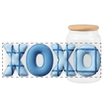 Look patchwork XOXO avec look tissu - Boîte à biscuits avec couvercle en bois - blanc - Devant