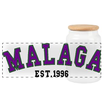 Malaga Fondée en 1996 - Boîte à biscuits avec couvercle en bois - blanc - Devant