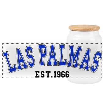 Las Palmas Est. 1966 - Panoramic Cookie Jar with Wooden Lid - white - Front