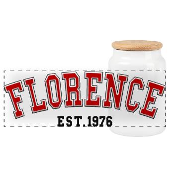 Florence Est. 1976 - Panoramic Cookie Jar with Wooden Lid - white - Front
