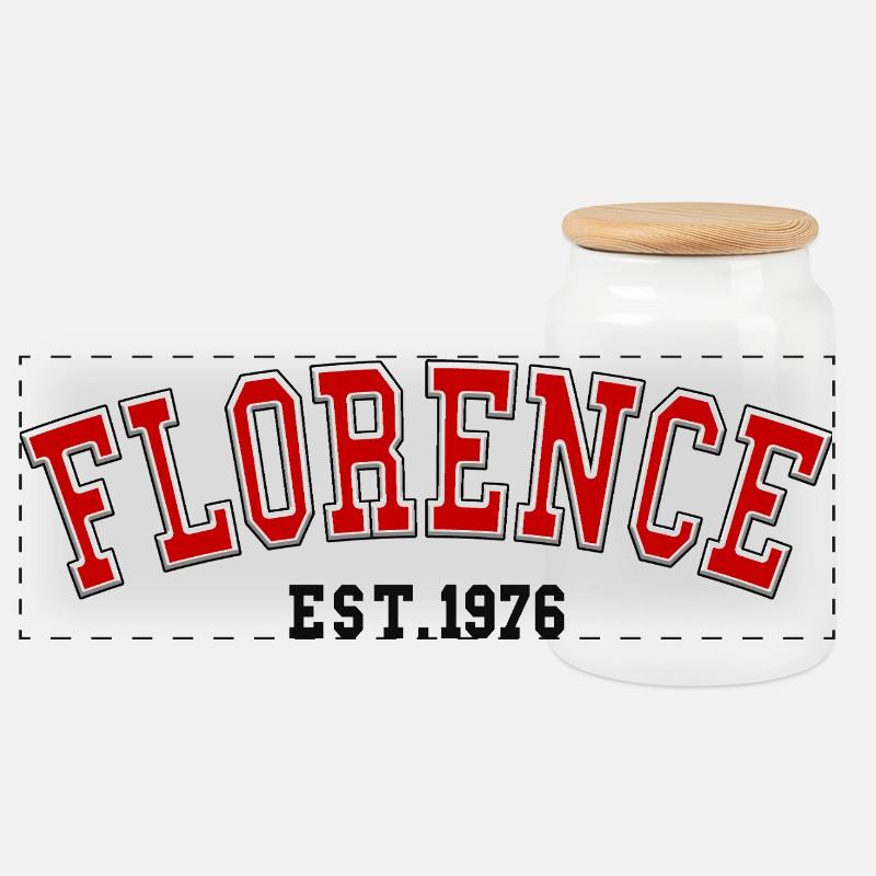 Florence fondée en 1976 - Boîte à biscuits avec couvercle en bois - blanc
