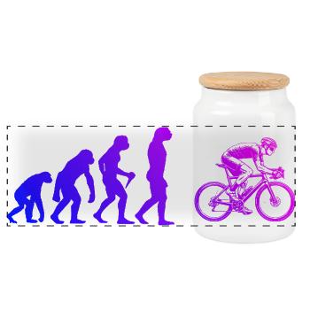 Gift idea for a road bike with road bike - Panoramic Cookie Jar with Wooden Lid - white - Front