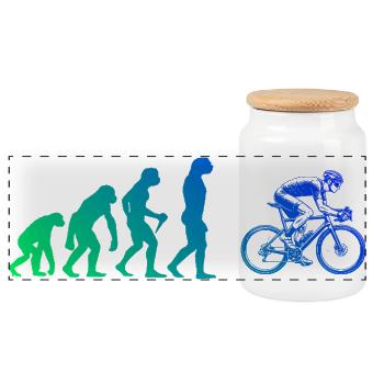 Gift idea for a road bike with road bike - Panoramic Cookie Jar with Wooden Lid - white - Front