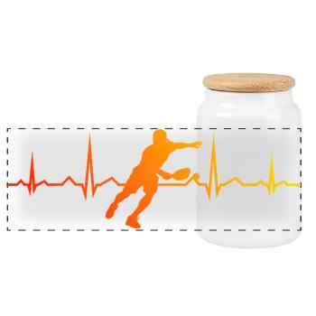 Pickleball Match Design for Pickleball Player Fans - Panoramic Cookie Jar with Wooden Lid - white - Front