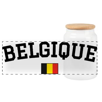Drapeau Belge Noir - Boîte à biscuits avec couvercle en bois - blanc - Devant