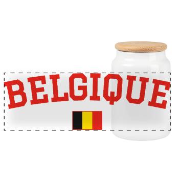 Drapeau belge : Rouge - Boîte à biscuits avec couvercle en bois - blanc - Devant