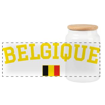 Drapeau belge design jaune - Boîte à biscuits avec couvercle en bois - blanc - Devant