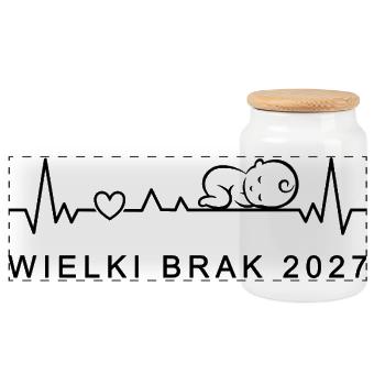 Ich Werde Großer Bruder 2027 Herzschlag Polnisch - Panorama Keksdose mit Holzdeckel - Weiß - Vorne