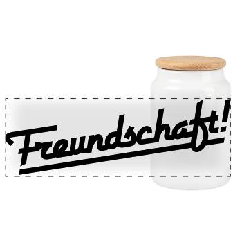Friendship lettering (color changeable) - Panoramic Cookie Jar with Wooden Lid - white - Front