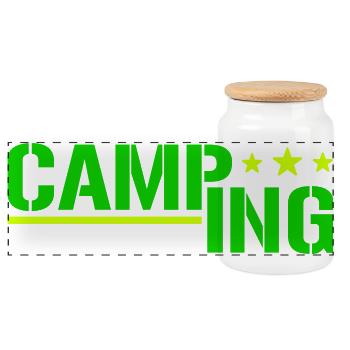 Camping - Panorama Keksdose mit Holzdeckel - Weiß - Vorne
