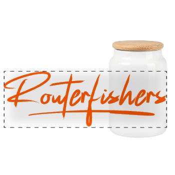 Routerfishers Classic 2 - Panoramic Cookie Jar with Wooden Lid - white - Front