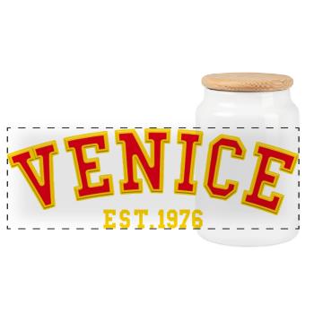 Venedig gegründet 1976 - Panorama Keksdose mit Holzdeckel - Weiß - Vorne