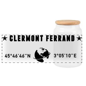 Clermont Ferrand France Coordonnées Globe - Boîte à biscuits avec couvercle en bois - blanc - Devant