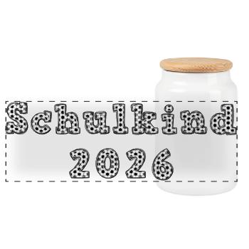 Schulkind 2026 - Fußball - Einschulung - Panorama Keksdose mit Holzdeckel - Weiß - Vorne
