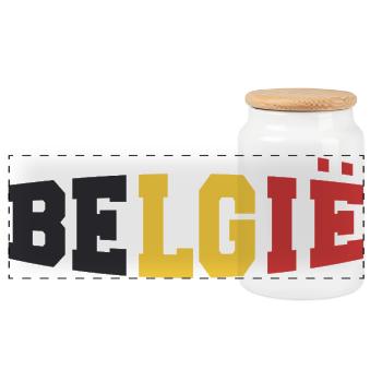 Belgien Shirt - Panorama Keksdose mit Holzdeckel - Weiß - Vorne