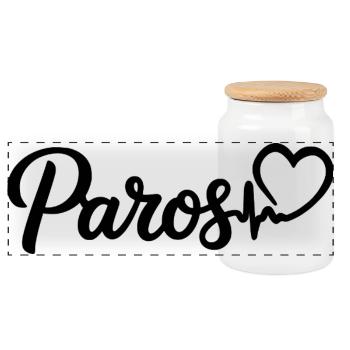 Paros Herzschlag Griechenland - Panorama Keksdose mit Holzdeckel - Weiß - Vorne