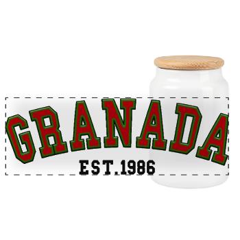 Granada Est. 1986 - Panoramic Cookie Jar with Wooden Lid - white - Front