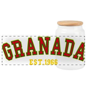 Granada Est. 1966 - Panoramic Cookie Jar with Wooden Lid - white - Front