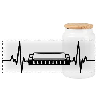 Instrument Harmonica Heartbeat Harmonica - Panoramic Cookie Jar with Wooden Lid - white - Front