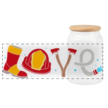 Firefighter Children's Birthday Party - Panoramic Cookie Jar with Wooden Lid - white - Front