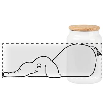 Elephant chilling in the water - Panoramic Cookie Jar with Wooden Lid - white - Front
