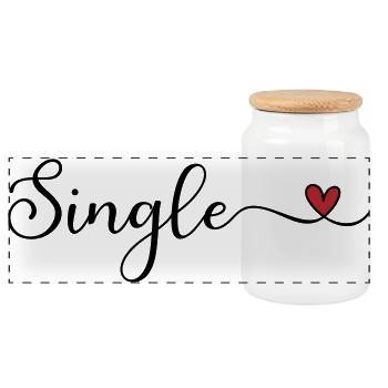 Single handgeschriebener Schriftzug mit Herz - Panorama Keksdose mit Holzdeckel - Weiß - Vorne