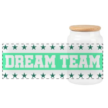 Typographie rétro néon de DREAM TEAM - Boîte à biscuits avec couvercle en bois - blanc - Devant