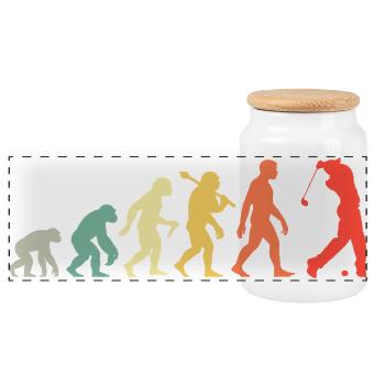 Golf Golfer Evolution für Männer und Jungen Retro - Panorama Keksdose mit Holzdeckel - Weiß - Vorne
