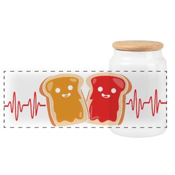 Peanut butter - Panoramic Cookie Jar with Wooden Lid - white - Front