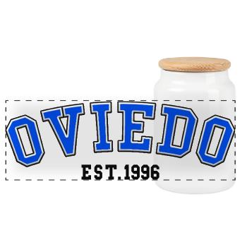 Oviedo Est. 1996 - Panoramic Cookie Jar with Wooden Lid - white - Front