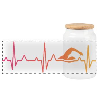 Swim Swim Sunset Heartbeat - Panoramic Cookie Jar with Wooden Lid - white - Front