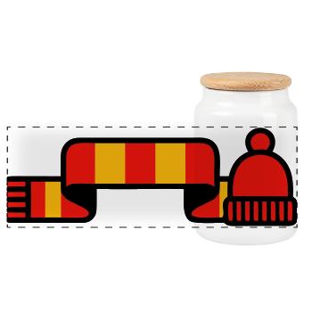 Fan scarf cap stadium logo - Panoramic Cookie Jar with Wooden Lid - white - Front