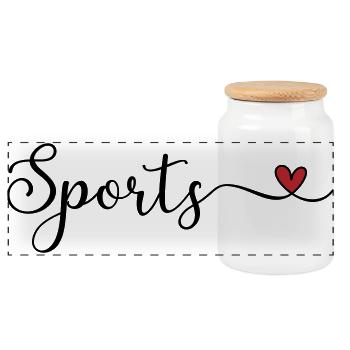 Ich liebe Sports Sports Heart - Panorama Keksdose mit Holzdeckel - Weiß - Vorne
