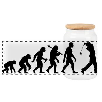 Golf Evolution für Männer und Jungen Golfspieler - Panorama Keksdose mit Holzdeckel - Weiß - Vorne