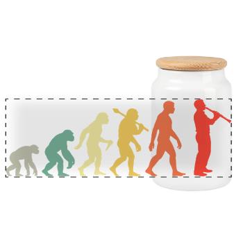 Klarinette Evolution für Klarinettisten Musiker - Panorama Keksdose mit Holzdeckel - Weiß - Vorne