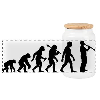 Klarinettist Evolution für Klarinette Spieler - Panorama Keksdose mit Holzdeckel - Weiß - Vorne