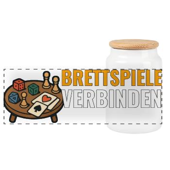 Brettspiele verbinden. - Panorama Keksdose mit Holzdeckel - Weiß - Vorne
