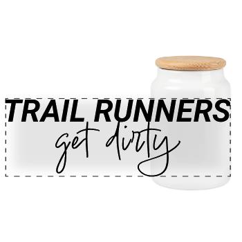 Trail Runners Get Dirty Spruch - Panorama Keksdose mit Holzdeckel - Weiß - Vorne