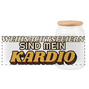 Weihnachtsfeiern sind mein Kardio - Gastro - Panorama Keksdose mit Holzdeckel - Weiß - Vorne
