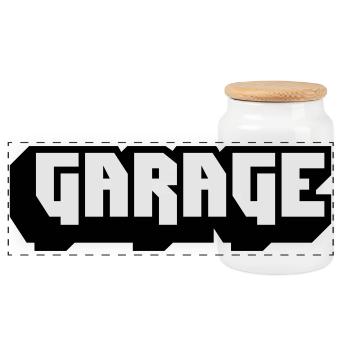 Garage music - Panoramic Cookie Jar with Wooden Lid - white - Front