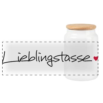 Lieblingstasse Herz Geschenkidee Kaffee Tee - Panorama Keksdose mit Holzdeckel - Weiß - Vorne
