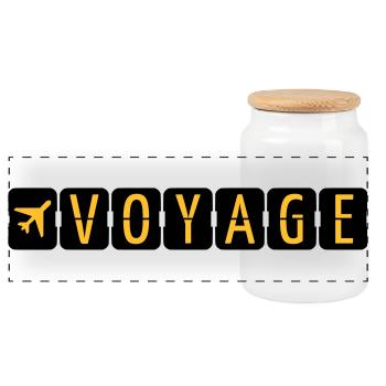 Voyage - Boîte à biscuits avec couvercle en bois - blanc - Devant