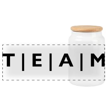 ÉQUIPE à rayures - Boîte à biscuits avec couvercle en bois - blanc - Devant