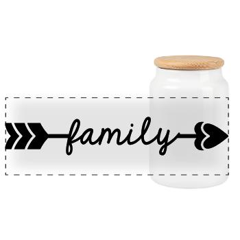 Family - Panoramic Cookie Jar with Wooden Lid - white - Front